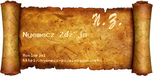 Nyemecz Zója névjegykártya
